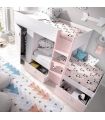 Cama tren Groe Juvenil Blanco y Rosa, en ambiente|SAYEZ|