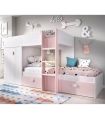 Cama tren Groe Juvenil Blanco y Rosa, en ambiente|SAYEZ|