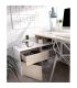 Mesa de escritorio con cajonera y estante Blanco Brillo y Natural, en ambiente |SAYEZ|