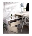 Mesa de escritorio con cajonera y estante Blanco Brillo y Natural, en ambiente |SAYEZ|