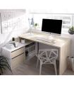 Mesa de escritorio con cajonera y estante Blanco Brillo y Natural, en ambiente |SAYEZ|