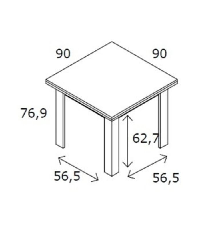 Mesa comedor cuadrada 90x90 extensible Sidney |SAYEZ|