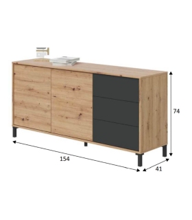 Aparador Brooklyn Roble Nodi y Gris Antracita, pictograma|SAYEZ|