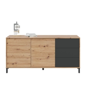 Aparador Brooklyn Roble Nodi y Gris Antracita |SAYEZ|