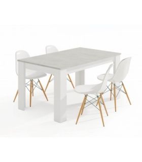 Conjunto Mesa Kendra Cemento y 4 sillas Tower |SAYEZ|