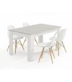 Conjunto Mesa Kendra Cemento y 4 sillas Tower |SAYEZ|