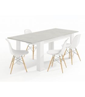 Conjunto Mesa Kendra Cemento y 4 sillas Tower |SAYEZ|