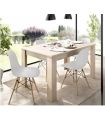 Conjunto Mesa Ness Natural y 4 sillas Tower Blancas, en ambiente |SAYEZ|