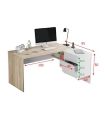 Mesa escritorio con cajonera y estante Blanco y Roble Canadian |SAYEZ|