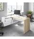 Mesa escritorio con cajonera y estante Blanco y Roble Canadian, en ambiente |SAYEZ|