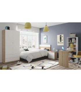 Escritorio con estantería Duplo Roble Canadian-Blanco artik, en ambiente |SAYEZ|