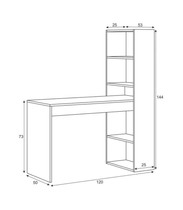 Escritorio con estantería Duplo Roble Canadian-Blanco artik, pictograma|SAYEZ|