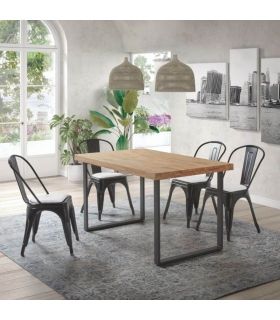 Mesa Comedor Fija Natural Roble Nordish y Negro 140cm, en ambiente |SAYEZ|
