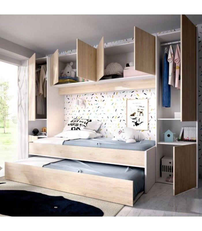 Cama juvenil con Altillo Kwai, en ambiente |SAYEZ|