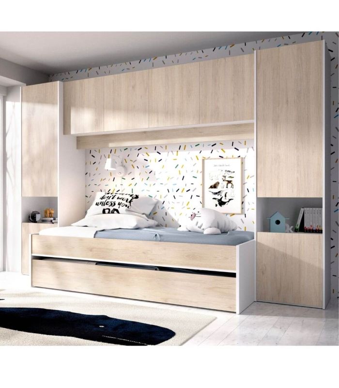 Cama juvenil con Altillo Kwai, en ambiente |SAYEZ|