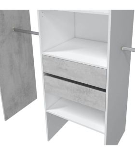 Armario vestidor con dos cajones Blanco y Cemento Dress |SAYEZ|