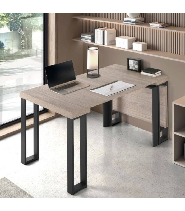 Mesa Consola Extensible Patas Metálicas Sonoma