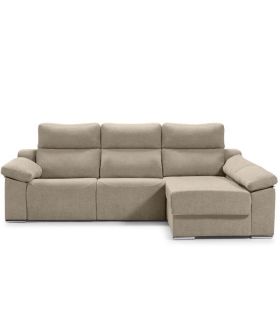 Sofá Chaiselongue 3 Plazas Relax Eléctrico Dom Nasera 3 Sand 280 cm Vista Frente Derecha|SAYEZ|