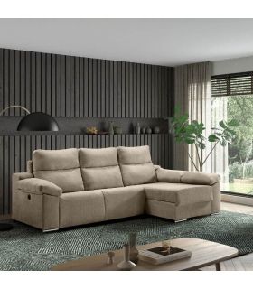 Sofá Chaiselongue 3 Plazas Relax Eléctrico Dom Nasera 3 Sand 280 cm Vista Frente Derecha|SAYEZ|