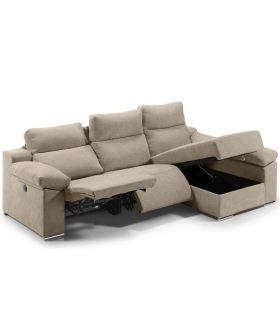 Sofá Chaiselongue 3 Plazas Relax Eléctrico Dom Nasera 3 Sand 280 cm Vista Frente Derecha |SAYEZ|