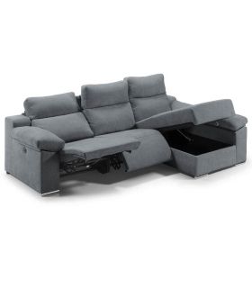 Sofá Chaiselongue 3 Plazas Relax Eléctrico Dom Steel 280 cm Visto Frente Derecha |SAYEZ|