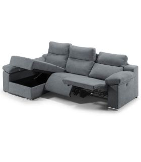 Sofá Chaiselongue 3 Plazas Relax Eléctrico Dom Steel 280 cm Visto Frente Izquierda |SAYEZ|