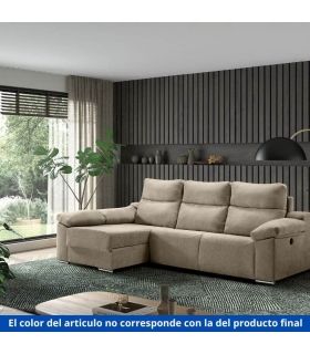 Sofá Chaiselongue 3 Plazas Relax Eléctrico Dom Sand 280 cm Vista Frente Izquierda |SAYEZ|