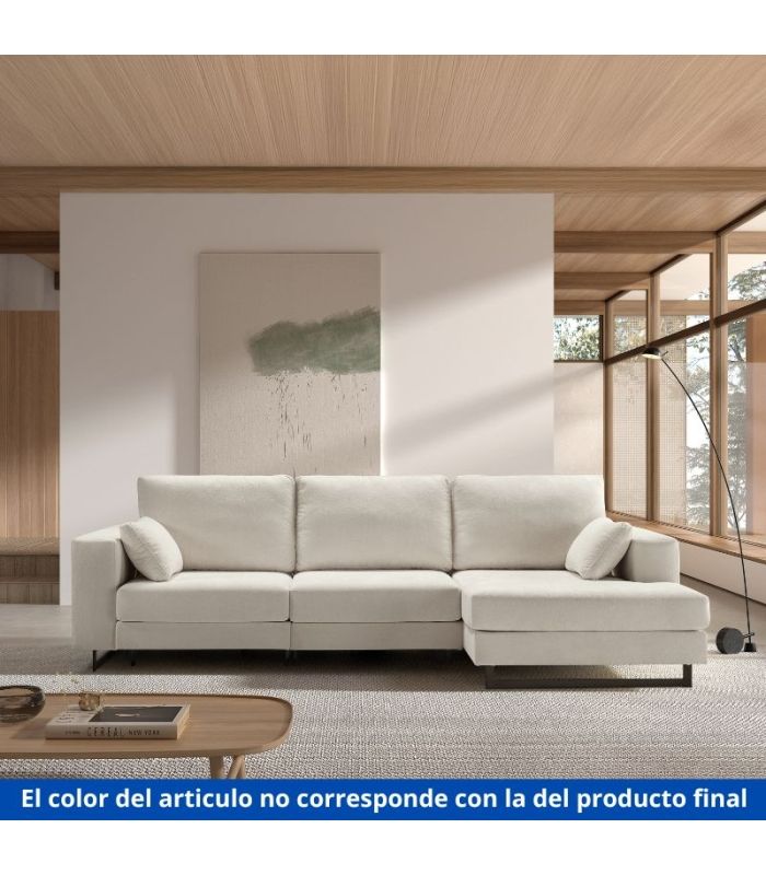 Sofá Chaiselongue 2 Plazas Monit Gris 300 cm Visto Frente Derecha|SAYEZ|