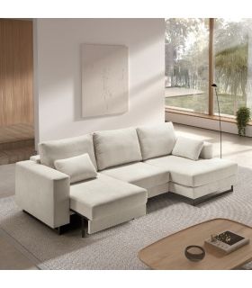Sofá Chaiselongue 2 Plazas Monit Crema 300 cm Vista Frente Derecha |SAYEZ|