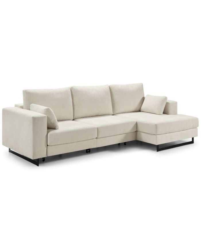 Sofá Chaiselongue 2 Plazas Monit Crema 300 cm Vista Frente Derecha |SAYEZ|