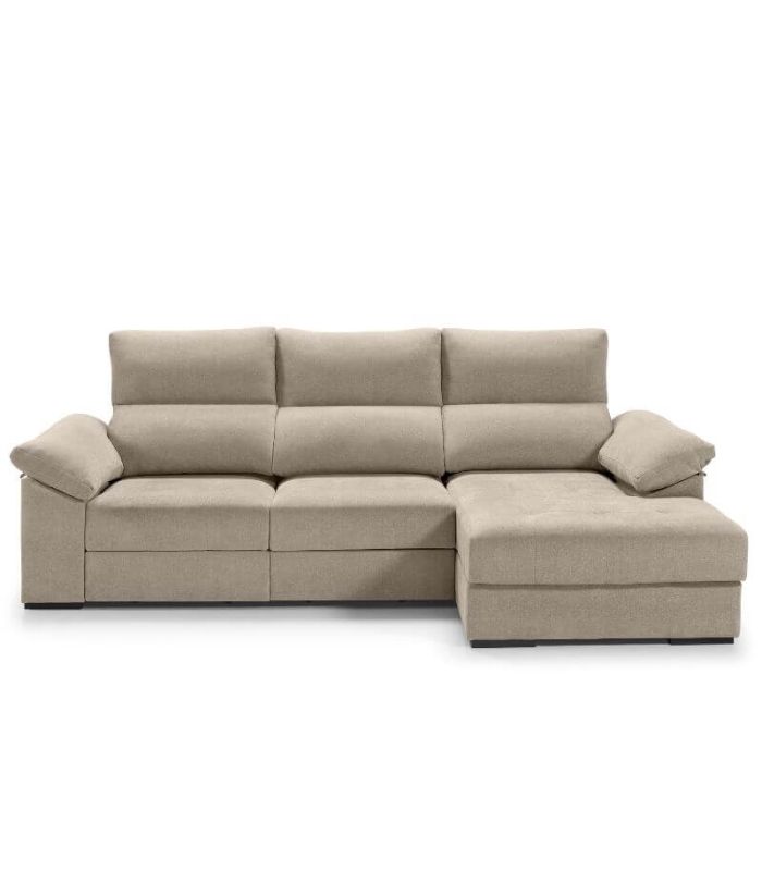 Sofá Chaiselongue 2 Plazas Cario Sand 285 cm Vista Frente Derecha|SAYEZ|