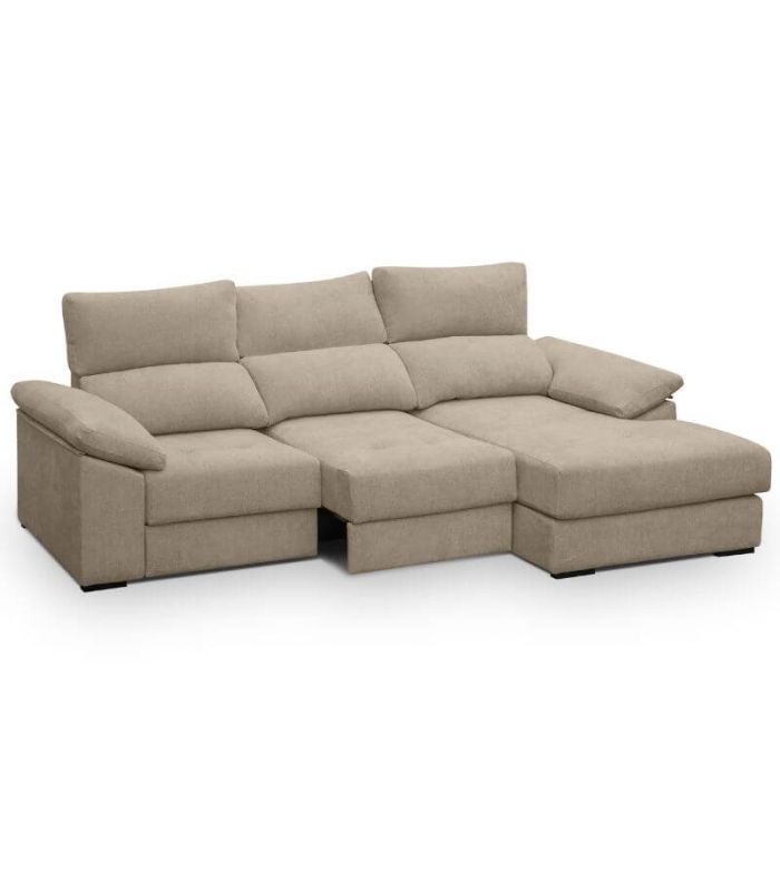Sofá Chaiselongue 2 Plazas Cario Sand 285 cm Vista Frente Derecha|SAYEZ|
