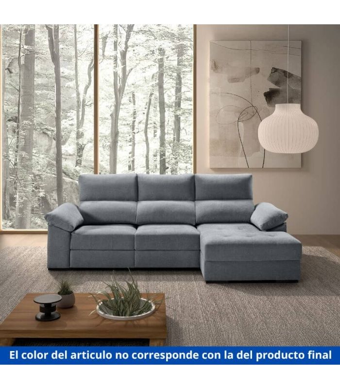 Sofá Chaiselongue 2 Plazas Cario Sand 285 cm Vista Frente Derecha|SAYEZ|