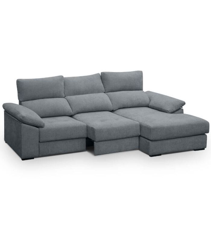 Sofá Chaiselongue 3 Plazas Cario 285 cm Steel Vista Frente Derecha|SAYEZ|