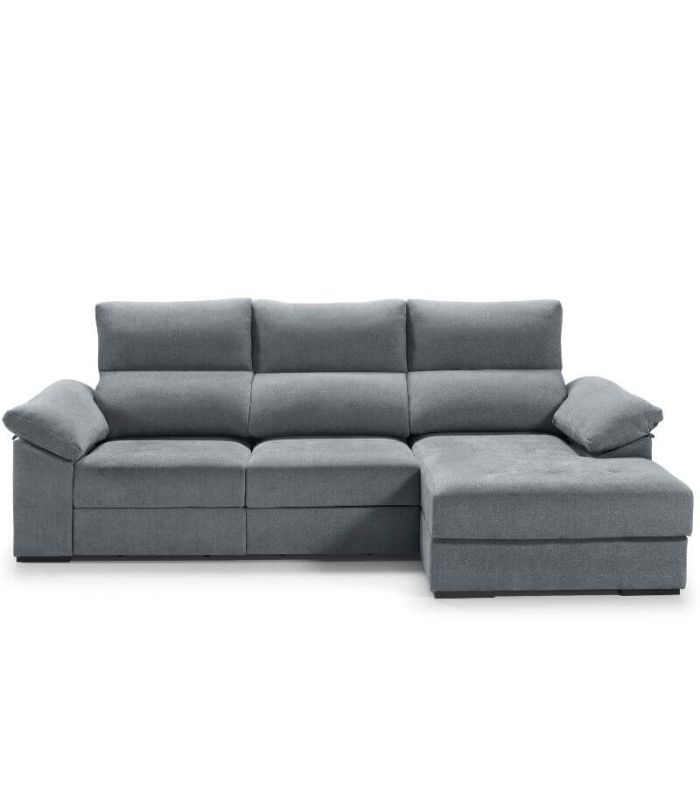 Sofá Chaiselongue 3 Plazas Cario 285 cm Steel Vista Frente Derecha|SAYEZ|