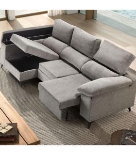 Sofá Chaiselongue 2 Plazas Oford Marengo 265 cm Vista Frente Izquierda Abierto |SAYEZ|