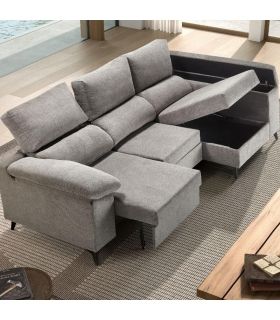 Sofá Chaiselongue 2 Plazas Oford Marengo 265 cm Vista Frente Derecha Abierto|SAYEZ|
