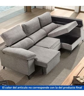 Sofá Chaiselongue 2 Plazas Oford 265 cm Beige Vista Frente Derecha Abierto |SAYEZ|
