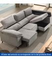 Sofá Chaiselongue 2 Plazas Oford 265 cm Beige Vista Frente Derecha Abierto |SAYEZ|