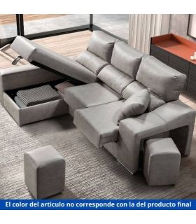 Sofá Chaiselongue Relax 2 Plazas Iura Plomo 240 cm Vista Frente Izquierda |SAYEZ|