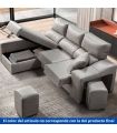 Sofá Chaiselongue Relax 2 Plazas Iura Plomo 240 cm Vista Frente Izquierda |SAYEZ|