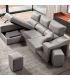 Sofá Chaiselongue Relax 3 Plazas Iura Cemento 240 cm Vista Frente Izquierda Abierto |SAYEZ|