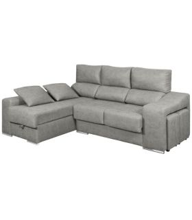 Sofá Chaiselongue Relax 3 Plazas Iura Cemento 240 cm Vista Frente Izquierda |SAYEZ|