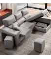 Sofá Chaiselongue Relax 3 Plazas Iura Cemento 240 cm Vista Frente Derecha Abierta |SAYEZ|