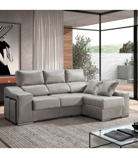 Sofá Chaiselongue Relax 3 Plazas Iura Cemento 240 cm Vista Frente Derecha  Ambiente |SAYEZ|