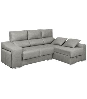 Sofá Chaiselongue Relax 3 Plazas Iura Cemento 240 cm Vista Frente Derecha |SAYEZ|