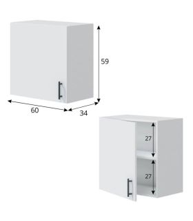 Conjunto Muebles Cocina 400 cm NOVA,  Mueble de Colgar 1 puerta 60, Medidas | SAYEZ |