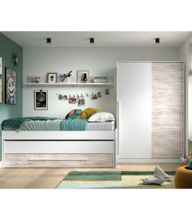 Armario 2 Puertas Correderas Elliot blanco artik y blanco velho con barra de colgar y 3 estantes