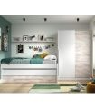Dormitorio Juvenil Completo Elliot, por cama nido con cajón y estante y armario 2 puertas correderas blanco artik y blanco velho