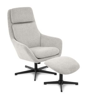 Sillón Giratorio 360º con Reposapiés Picra Gris claro|SAYEZ|